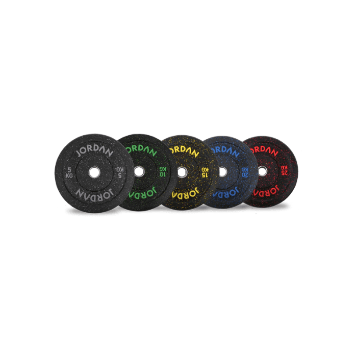 Jordan Fitness HG Black Rubber Bumper Plates - Coloured Fleck