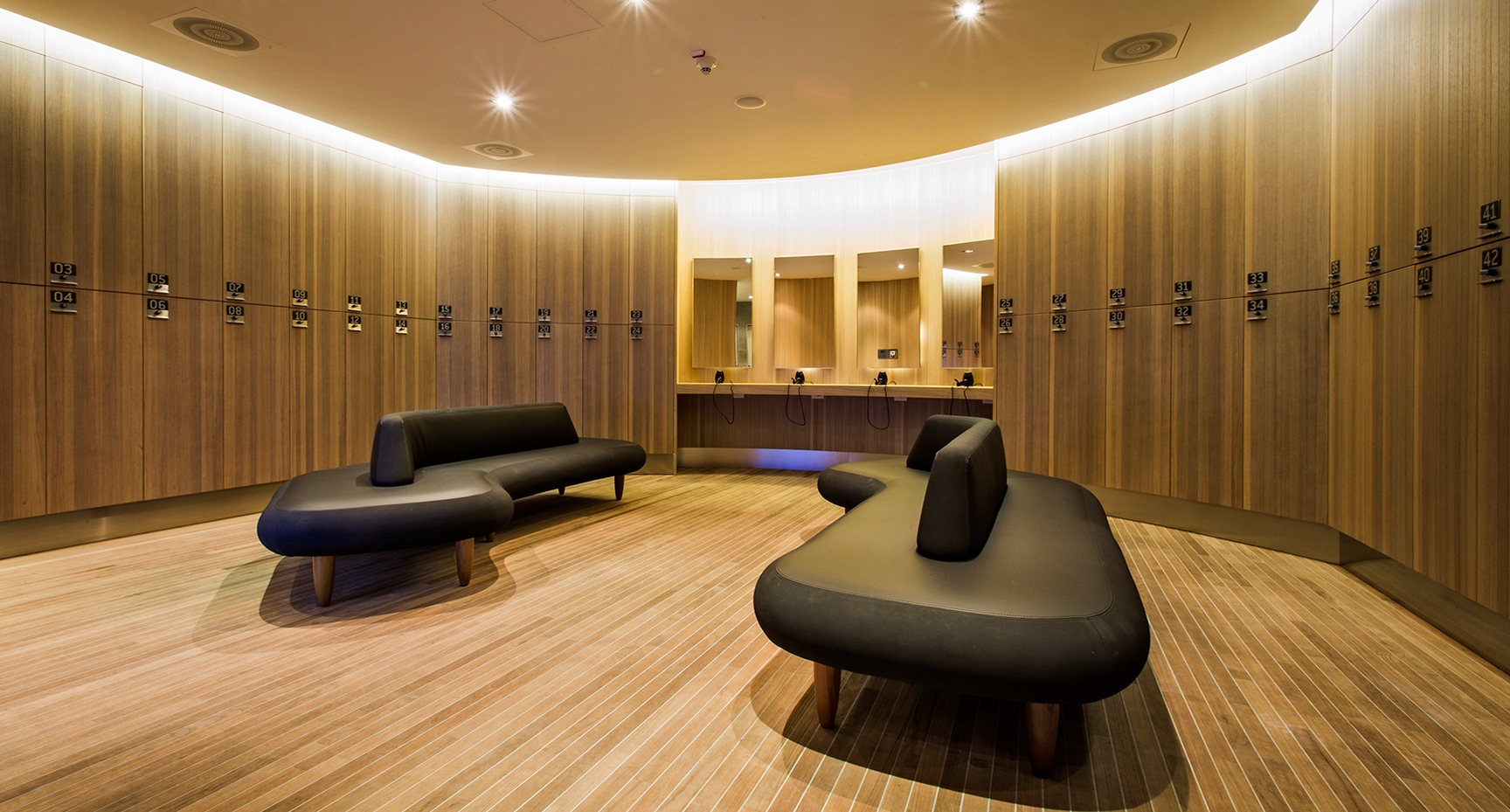 solutions by gymkit uk changing room including integrated hair dryers